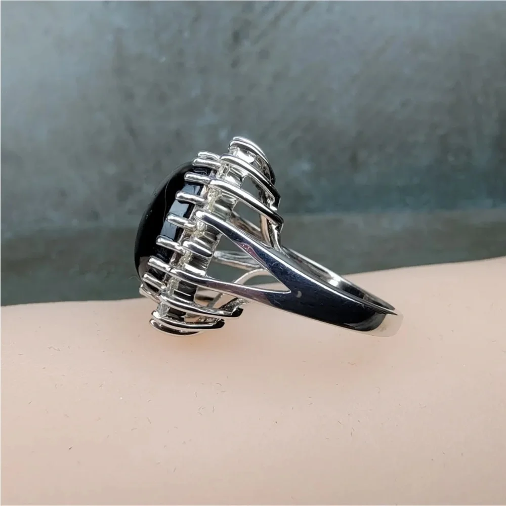 Joseph Esposito sterling silver onyx cubic zirconia ring